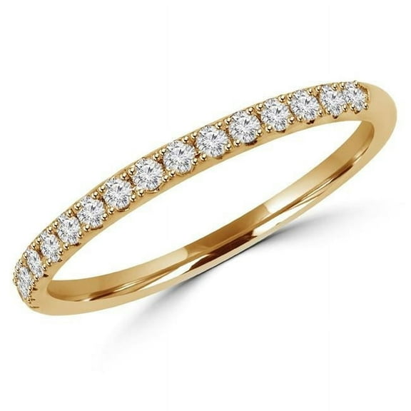 MD170312-3.5 0.2 CTW Round Diamond Semi-Eternity Wedding Band Ring in 14K Yellow Gold, Size 3.5