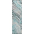 thumbnail image 2 of Addison Rugs Mayfield Premium Machine Washable Transitional Abstract Teal Runner Rug, 2'3" X 7'6" Machine Washable Transitional Abstract Teal Oversized Sherpa Throw Blanket, 2 of 6
