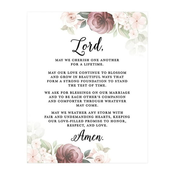 Koyal Wholesale Marriage Prayer Canvas Wall Art, Pink and Burgundy Floral Design, Wedding Registry Ideas, Anniversary