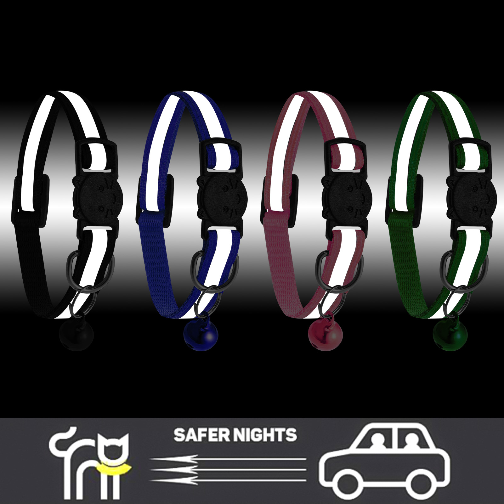 AOWOO Reflective Cat Collar with Bell 12-Pack photo 3