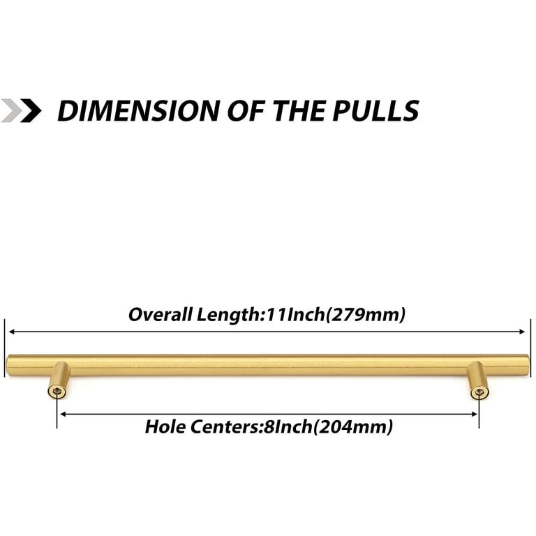 18 Pack Brushed Brass Cabinet Pulls - 96mm Hole Centers, 6 Inch Length, Stainless Steel Drawer Handles