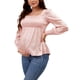 thumbnail image 4 of INSPIRAR CHIC Mujeres Blusas de Maternidad con Cuello Cuadrado de Manga Larga Básicas para el Embarazo S Rosa, 4 of 5