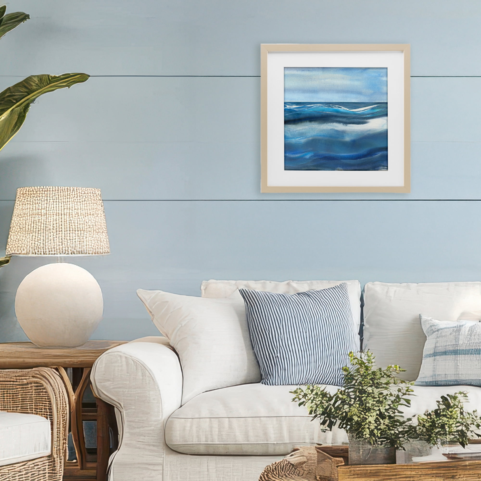 Stupell Industries Calm Expanse of Ocean Waves Birch Framed Print Under Glass, design by Susan Jill