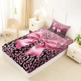 thumbnail image 4 of Erosebridal Kawaii Ribbon Bow Twin Sheet Sets 3pcs For Girls,Leopard Print Glitter Print Bedding For Teens, 4 of 5