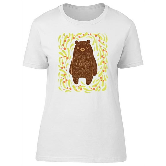 Funny Bear And Leaves T-Shirt Women -Image by Shutterstock, Female x-Large