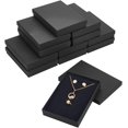 thumbnail image 1 of Paquete de 12 cajas para collares y anillos de 7.2 x 5.1 x 1.2 pulgadas, cajas de regalo de joyería Kraft (negras), estuche de cartón rectangular para bodas, fiestas y cumpleaños., 1 of 8