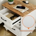 thumbnail image 6 of Nightstand, Bedside Table with Charging Station, End Table with 2 Drawer, Open Shelf, Modern Style for Bedroom, Living Room, White and Oak, 6 of 7