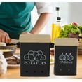 thumbnail image 3 of Pethiy Potato Onion Storage Bin, Kitchen Storage Containers, Kitchen Pantry Organizer Tin - Vegetable Fresh Keeper with Aerating Tin Storage Holes & Wooden Lid,7.4L+4.5L, Black, 3 of 7