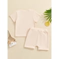 thumbnail image 4 of Suealasg Toddler Girls Father Day Outfits Letter Print Short Sleeve T-Shirt and Elastic Waist Bow Shorts 2 Piece Baby Girls Summer Clothes, 4 of 8