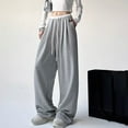 thumbnail image 3 of Gibobby pantalones de maternidad mujer Pantalones deportivos elásticos con cordón de colores variados, pantalones casuales de cintura para mujer, pantalones sueltos de cintura alta (Gris, XL), 3 of 5