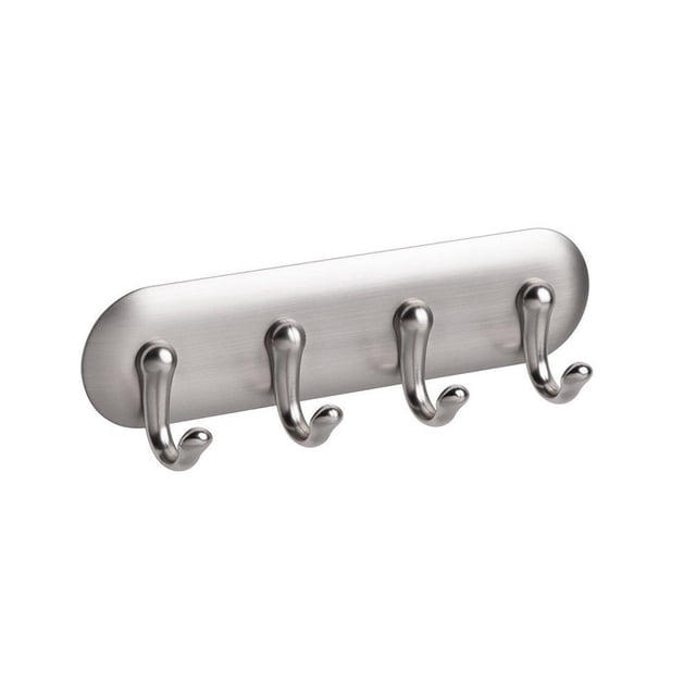 Repisa Autoadherente InterDesign Nickel Cepillado con Ganchos para Cocina, Oficina y Entrada