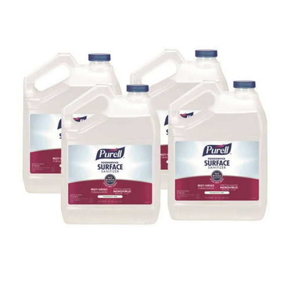 PURELL Foodservice Surface Sanitizer 1 Gallon - Kills Norovirus in 30 Seconds, Fragrance Free, RTU (Pack of 4)