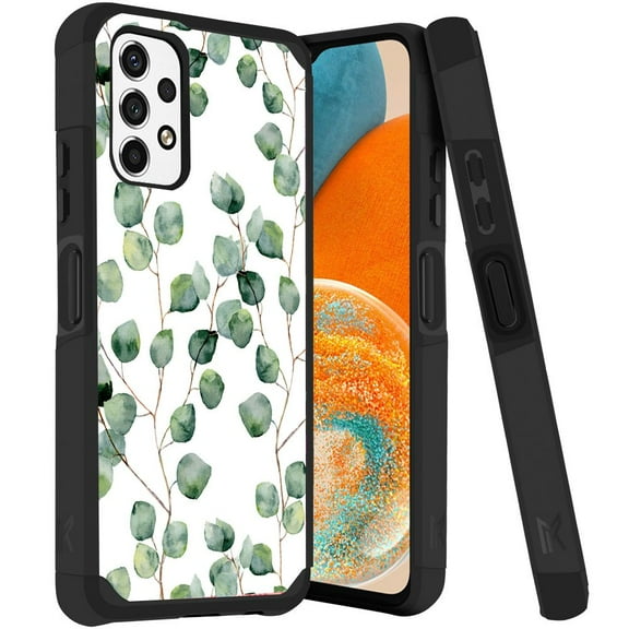 ANJ  Rugged Dual Layered Shockproof Slim Hybrid Case   Tempered Glass Cover Compatible with Samsung Galaxy A23 5G - Eucalyptus