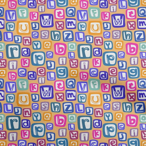 oneOone Cotton Poplin Dark Beige Fabric Kids Alphabet Dress Material Fabric Print Fabric By The Yard 42 Inch Wide