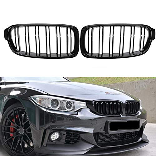 Fit 2012-2018 BMW 3 Series F30 F31 F35 Grille High Gloss BLACK Cool Bussiness Style Replacement Conversion Grill Sturdy ABS Easy To Install (Half Chrome-Gloss Black)