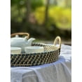 thumbnail image 5 of Wicker Village Handmade 18" Large Round Blue Basket, Natural Bamboo and Cane Serving Tray with Handles, 5 of 10