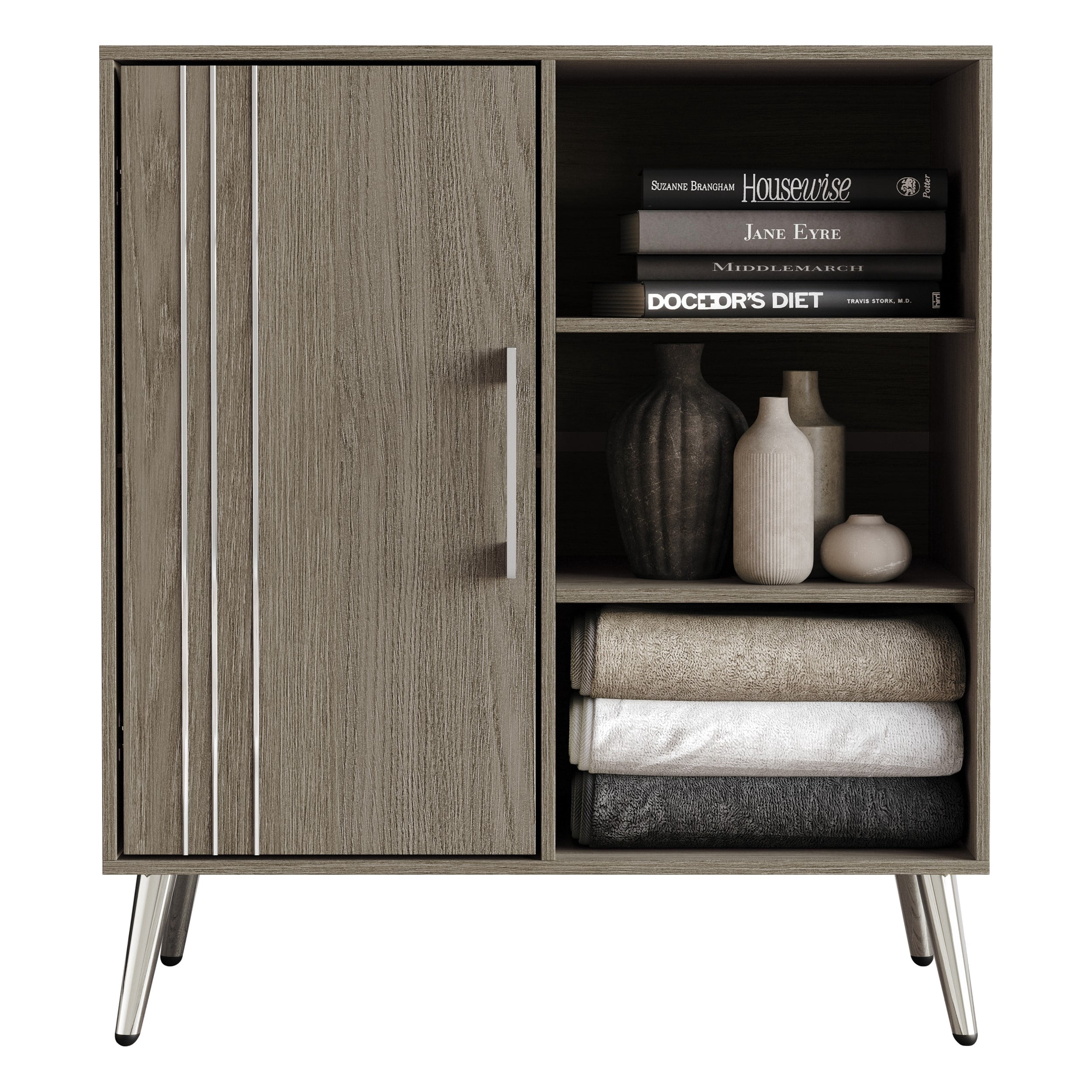 Home Design Ashwin Sideboard with Spacious Storage and Sleek Modern Design, Gray, Easy Assembly