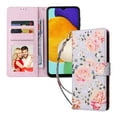 thumbnail image 4 of SaniMore for Samsung Galaxy A05S PU Leather Case with Luxury Flower for Girls Women Stand Feature Card/Cash Slots Detachable Wrist Strap Magnetic Clasp All-inclusive Cover, Pink Rose, 4 of 8