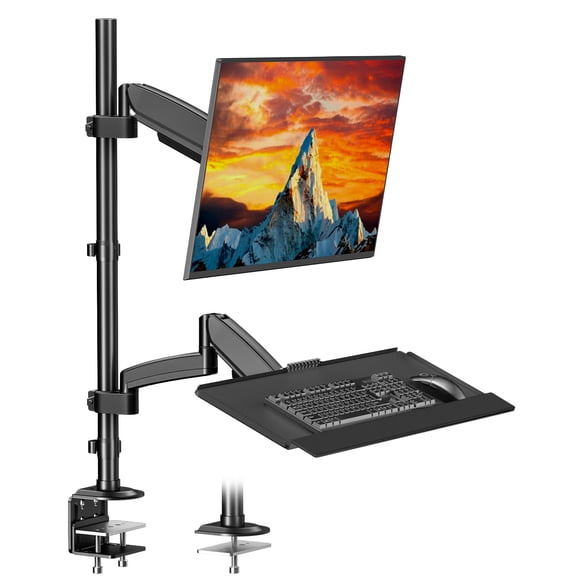 PUTORSEN Sit Stand Monitor Desk Mount for 17-32 inch Screens, Height Adjustable, Black