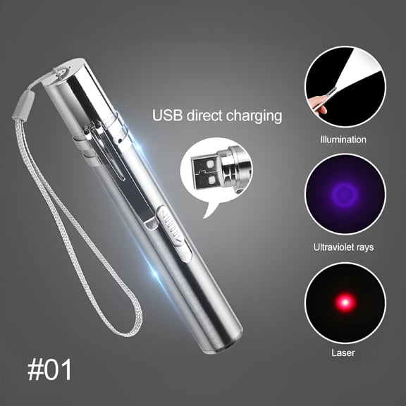 BESTSKY 2026 New 3 in 1 Interactive Usb Rechargeable Red Dot Laser Light Cat Toy Funny Cat Laser Sight Pointer Laser Pen Cat Chaser Stick Flashlight Laser Led Pen Pet Toys