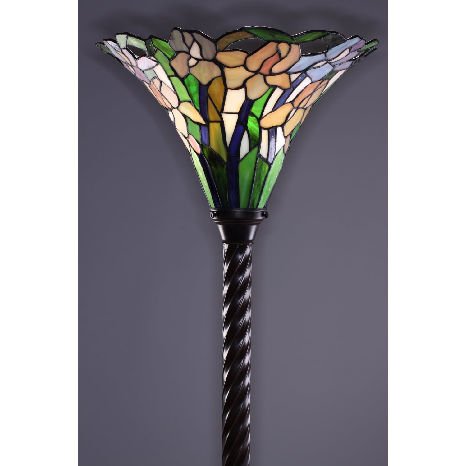 72" Tiffany-style Iris Torchiere Floor Lamp