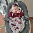 thumbnail image 3 of Newborn Infant Baby Girl Clothes Long Sleeve Romper Pants Headband headband Outfits Set ( 3-6 Months,Red), 3 of 6