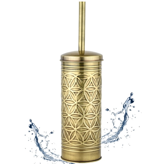 Autumn Alley Brass Toilet Brush and Holder Bathroom Accessories, Bathroom Toilet Brush for Modern Bathroom Decor, Standing Farmhouse Toilet Bowl Brush wiush with Holder, Bathroom Decor Sets