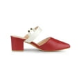 thumbnail image 3 of BLISSFUL STEP Women's Pointy Toe Block Heel Dress Mules Pumps Red White 5, 3 of 7