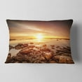 thumbnail image 2 of Designart Beautiful Sunset Over Rocky Beach - Seashore Throw Pillow - 12x20, 2 of 5