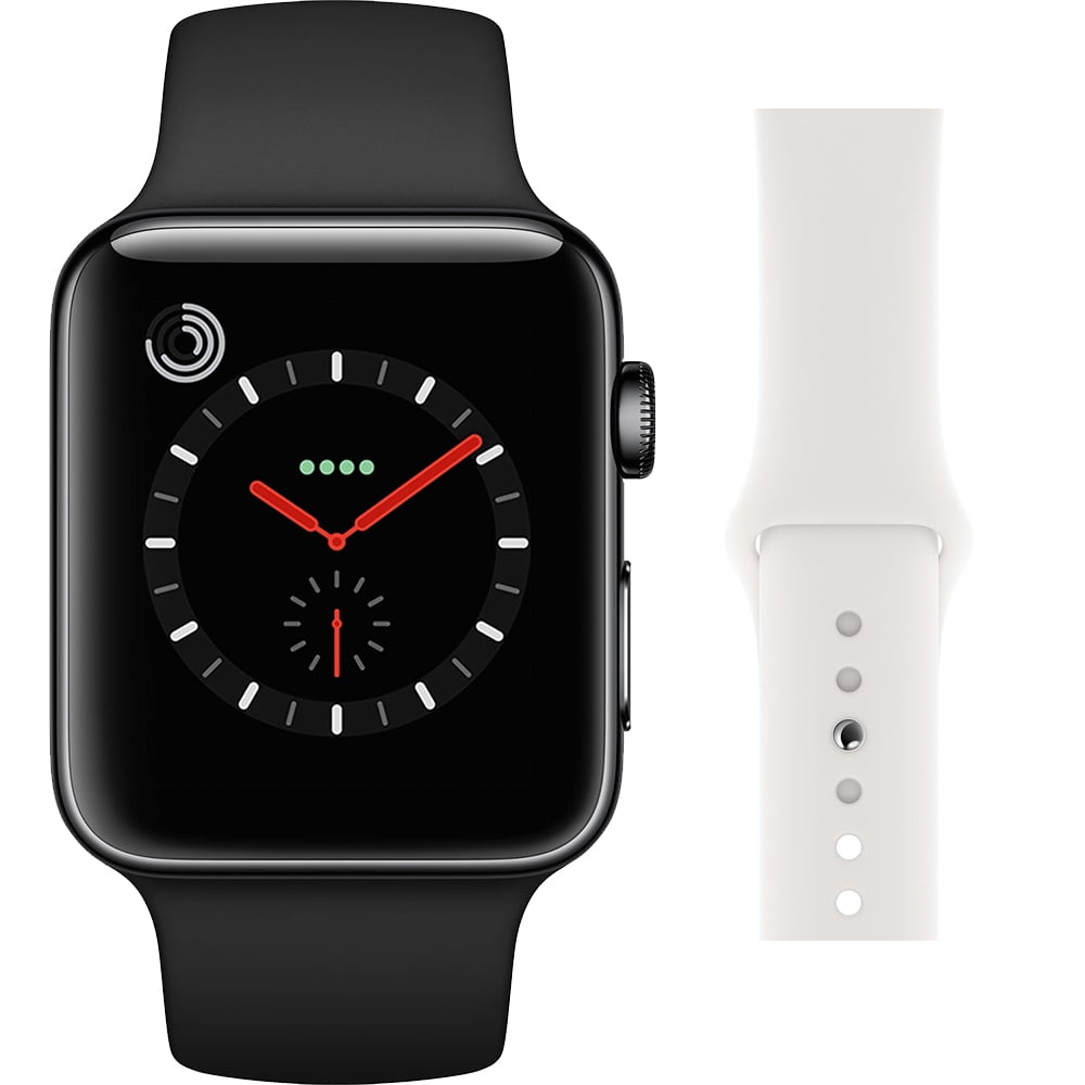 Apple Watch Series 3 42mm Smartwatch (GPS + Cellular, Space Black Stainless Steel Case, Black 