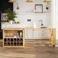 thumbnail image 1 of U_Style-CA Modern Imitation Marble Counter Height Dining Table for 4, Extendable Kitchen Island Cart with Wheels, Farmhouse Bar Table with Adjustable Shelf, for Kitchen & Home Bar(Chairs Not Included), 1 of 12