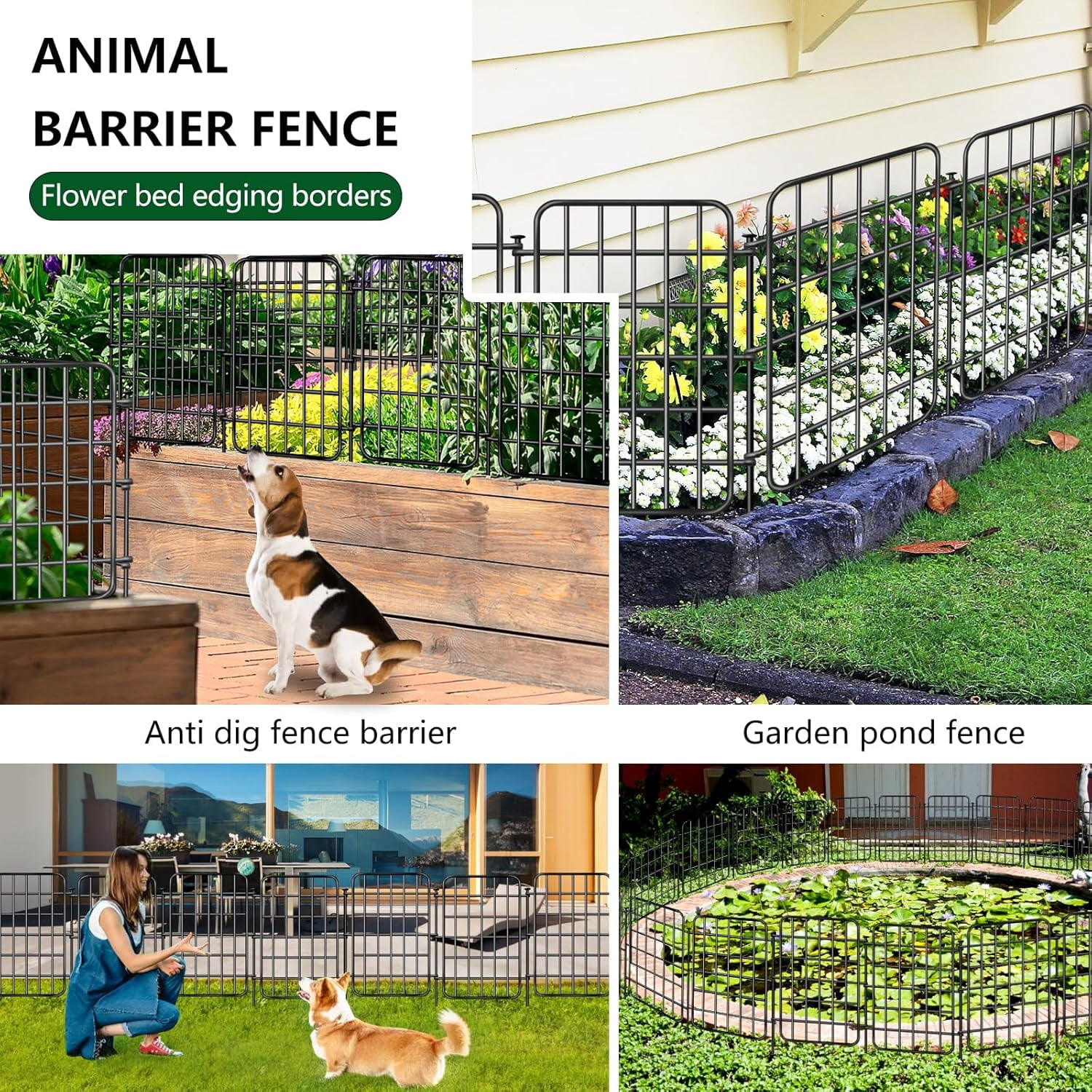 30ft Garden Fence Animal Barrier, 28 Panels Rustproof Metal Decorative Fence with Ground Stake for Dog Rabbit Outdoor Yard
