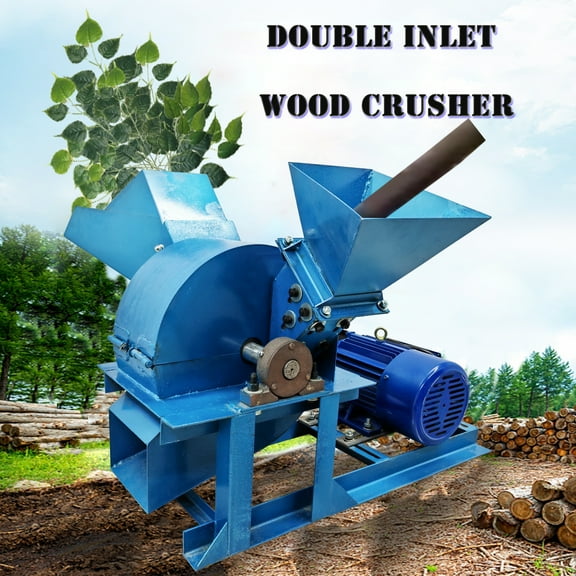 Wood Sawdust Branch Crusher Machine Double Inlet Commercial 1PH 220V