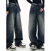 EMMIOL Womens Y2K Barrel Baggy Jeans Stretch High Waist Wide Leg Jeans Vintage Boyfriend Denim Pants