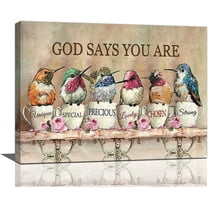Hummingbird Wall Art Hummingbird Pictures Wall Decor Framed Rustic Hummingbird Painting God Says You Are Canvas Prints Modern Artwork Hummingbird Decoration for Home Bedroom Living Room 16"x12"