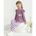 thumbnail image 2 of SANMIO Toddler Girl Clothes Long Sleeves Ruffle Top Floral Pants Cute Fall Winter Daily Casual Toddler Outfits, 2 of 8
