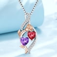 thumbnail image 4 of Taioiat Double Birthstone Necklaces for Women 18K Gold Plated Birthstone Rose Flower Jewelry Anniversary Valentines Day Mother's Day Birthday Gifts for Her Wife Girlfriend Mom, 4 of 7