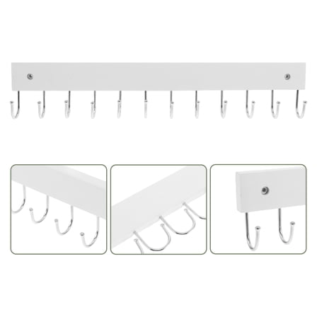 NIAIZEK Robe Hook Wall Coat Hanger Rectangular White Wood Organization For General Consumers 1Pack