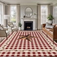 thumbnail image 2 of Rusty Country Stars Large Area Rugs 5x8 ft Farmhouse Berries Vine Red Beige Plaid Washable Rug Non Slip Indoor Carpet Absorbent Floor Mat for Living Room Bedroom Dining Room, 2 of 9