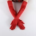 thumbnail image 3 of Ediodpoh Women Long Satin Finger Gloves Elbow Length 1920s Opera Bridal Dance for Themed Performance and Events Red, 3 of 9