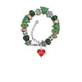thumbnail image 2 of Silvertone Heartbeat on Red Heart Green Christmas Bead Bracelet, 2 of 4