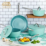 Thyme & Table Acadia 12-Piece Non-Stick Cookware Set, Pots and Pans Set, Blue