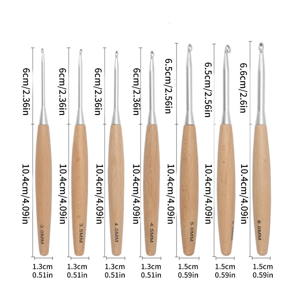 Youthyao 7Pcs Crochet Hooks Set ErgonomicW00denGrip Handles, Crochet Needle with Storage Bag for Hand Knitting