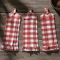 thumbnail image 3 of VHC Brands Cotton Annie Buffalo Check Red Button Loop Kitchen Towel Set of 3, Hanging Kitchen Towel, Pleated, Bath, Kitchen, Annie Buffalo Check Collection, Rectangle 21x7, Country Red, 3 of 3