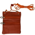 thumbnail image 6 of Small Leather Purse Organizer Shoulder Bag 3 Zipper Pocket Travel, 6 of 25
