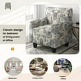 thumbnail image 3 of Modern Armchair with Thick Padding Seat, Accent Armchair Living Room Chair, Upholstered Linen Fabric Club Chair with Solid Wood Legs, Single Sofa, Office Guest Chair for Living Room, Flower, 3 of 7