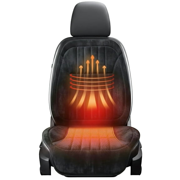 Heated Car Seat Cushion 12/24V Universal Fit, Fast Heating Plush Seat Warmer For Car, Easy Installation, Cozy Back & Thigh Car Seat Heater, Ideal Gift for Cars, Trucks, SUVs