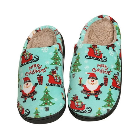 

BELLZELY Wide Width Women Shoes Clearance Santa Claus Cotton Slippers Fall/Winter Home Non Slip Couples Indoor Plush Cotton Shoes