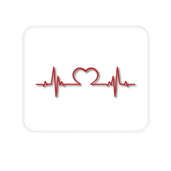 DistinctInk Mouse Pad - 1/4" Foam Rubber - Heart Pulse EKG Red Valentine