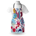 thumbnail image 3 of Fish Apron Fish Motifs with Ethnic Tribal Effects and Starfish Crab Dolphin Animals Boho Design, Unisex Kitchen Bib Apron with Adjustable Neck for Cooking Baking Gardening, Multicolor, by Ambesonne, 3 of 3